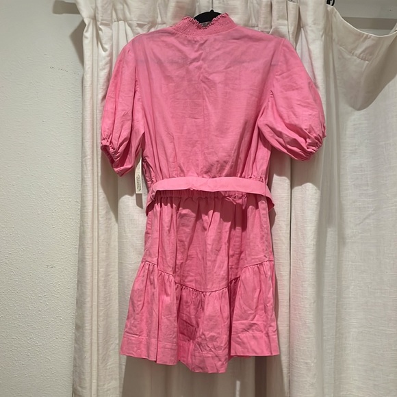 Anthropologie S/W/F Violetta Linen Belted Mini Pink Shirtdress Dress - Picture 12 of 12
